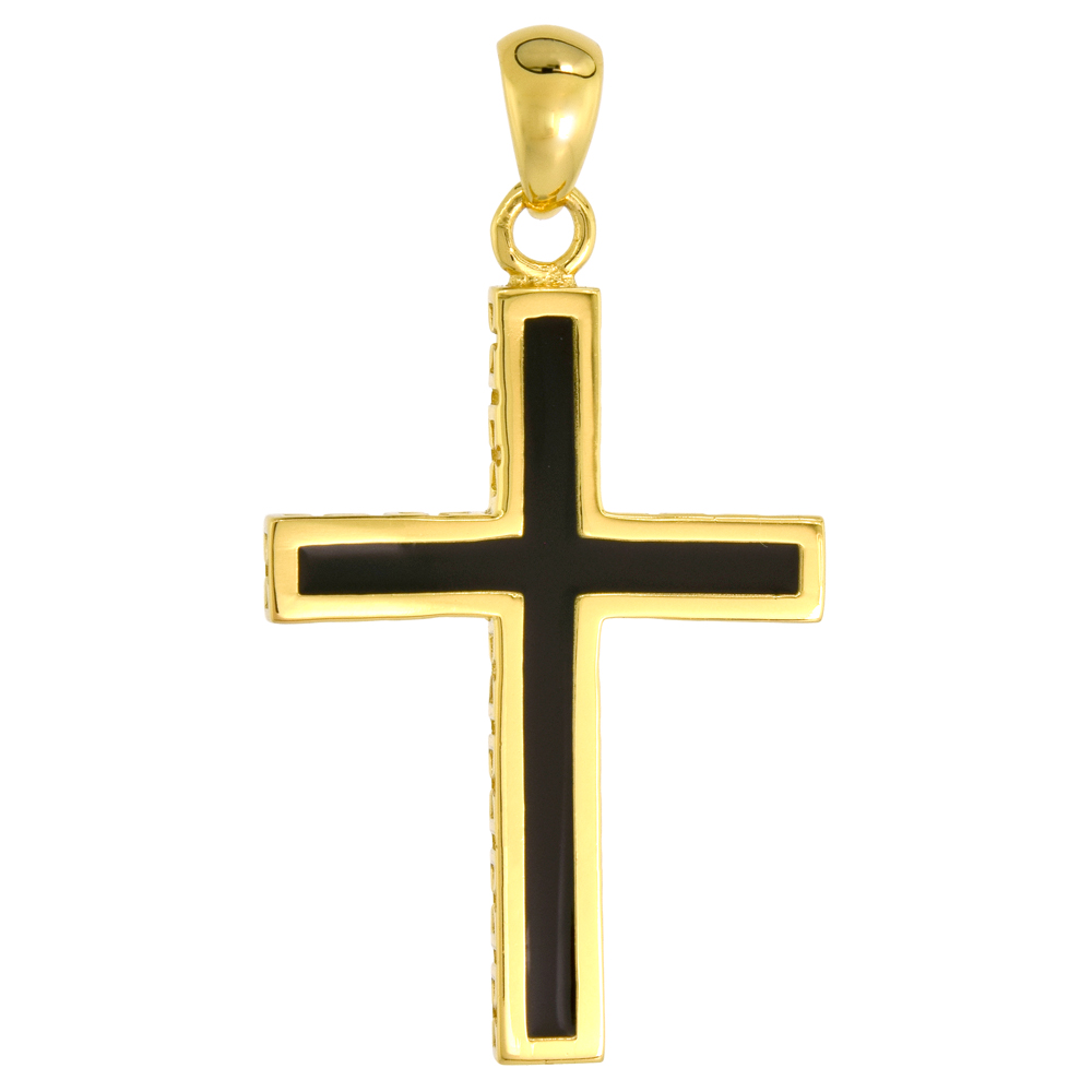 Sterling Silver Latin Cross Pendant Gold-Plated Outline, 1 3/8 inch long