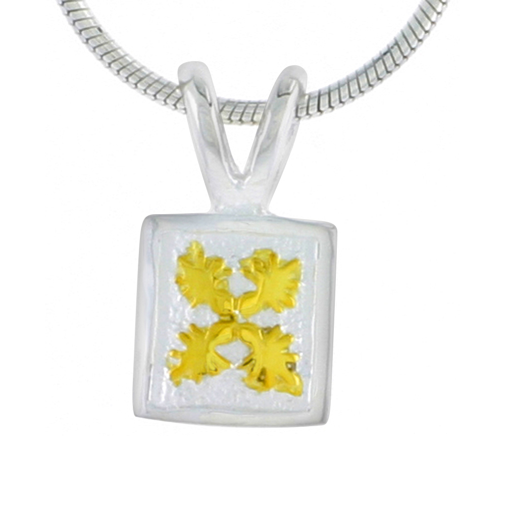 Hawaiian Theme Sterling Silver 2-Tone Flower Pendant, 5/16 (8 mm) tall