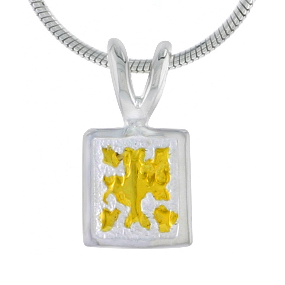 Hawaiian Theme Sterling Silver 2-Tone Flower Pendant, 5/16 (8 mm) tall