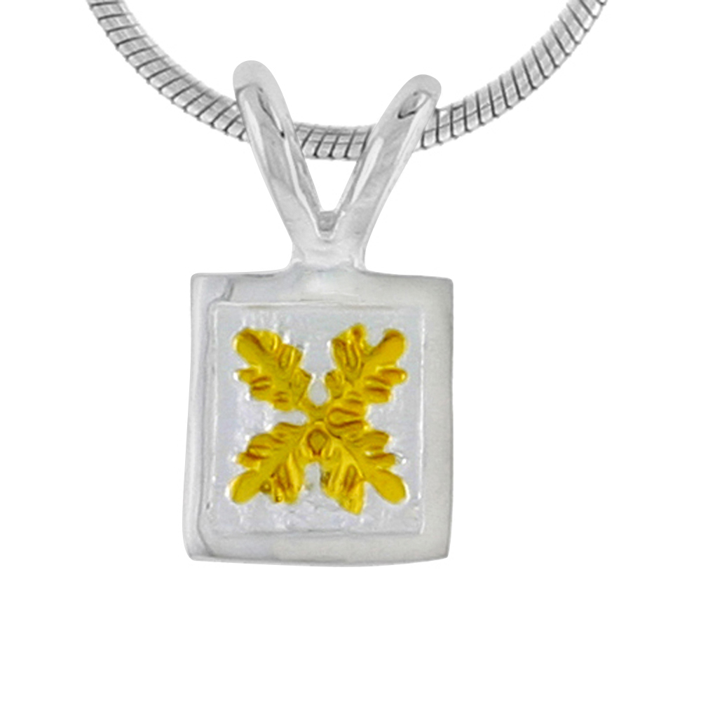 Hawaiian Theme Sterling Silver 2-Tone Flower Pendant, 5/16 (8 mm) tall