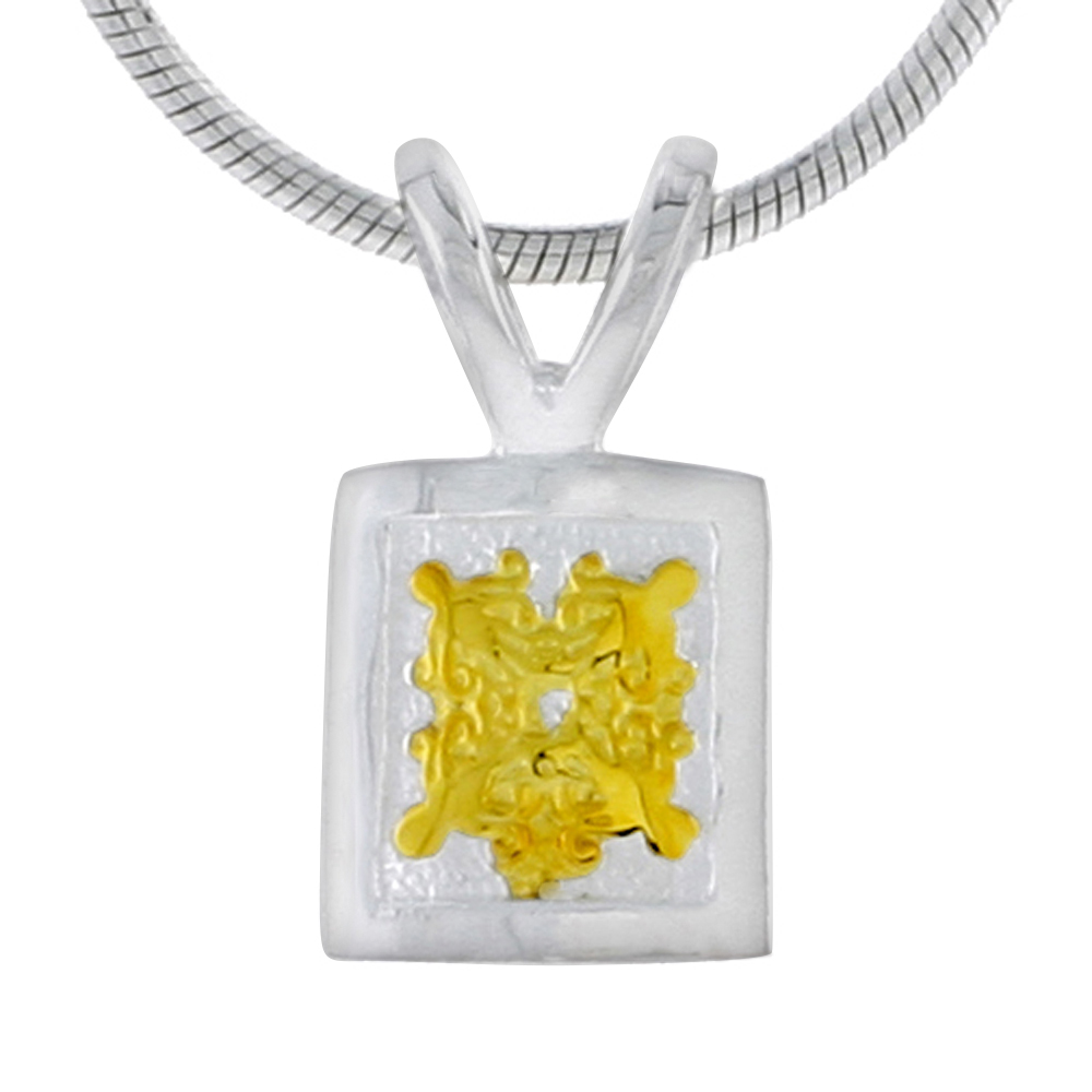 Hawaiian Theme Sterling Silver 2-Tone Flower Pendant, 5/16 (8 mm) tall