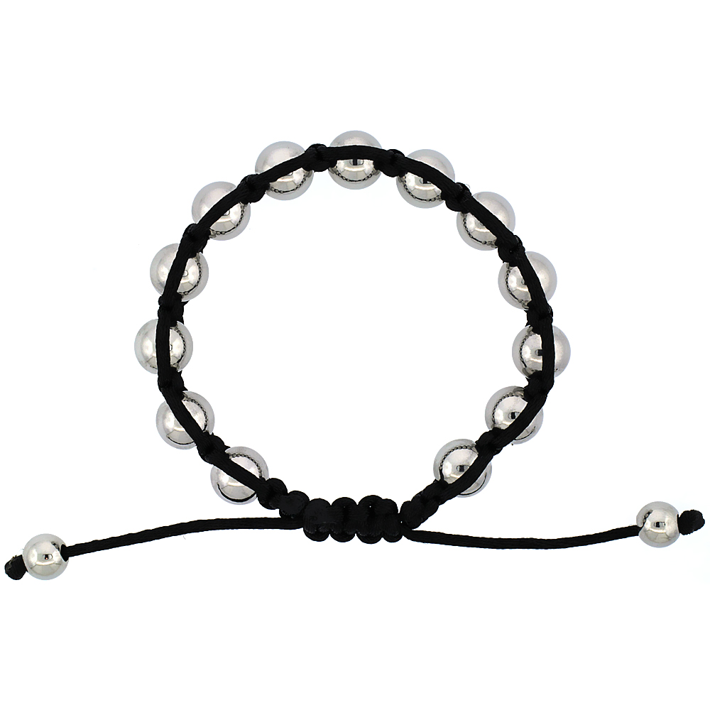 Hematite Macrame Bead Bracelet for Men and Women 3/8 in. (10 mm) wide