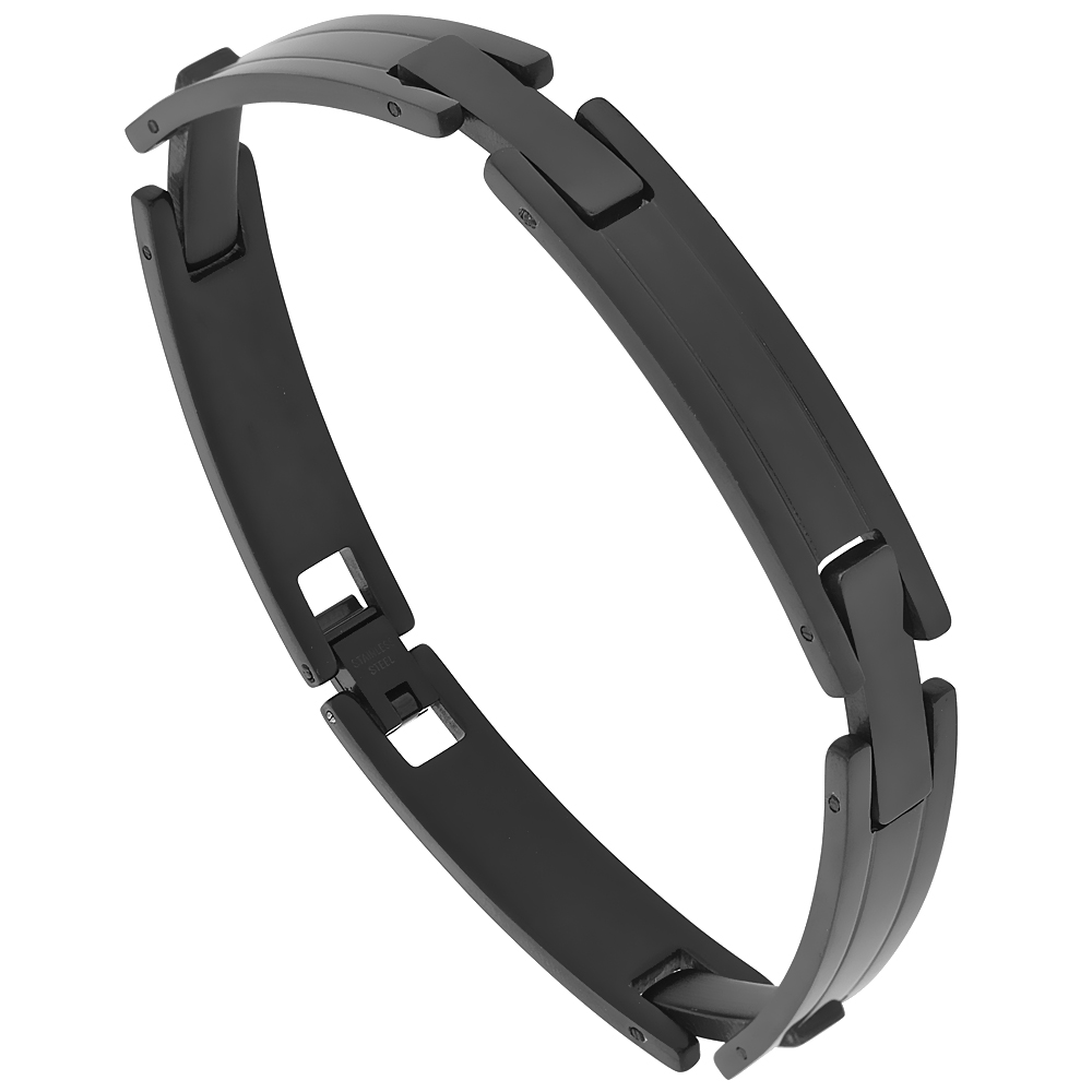 Stainless Steel Black Pantera Bracelet 3/8 inch wide, 8.5 inches long