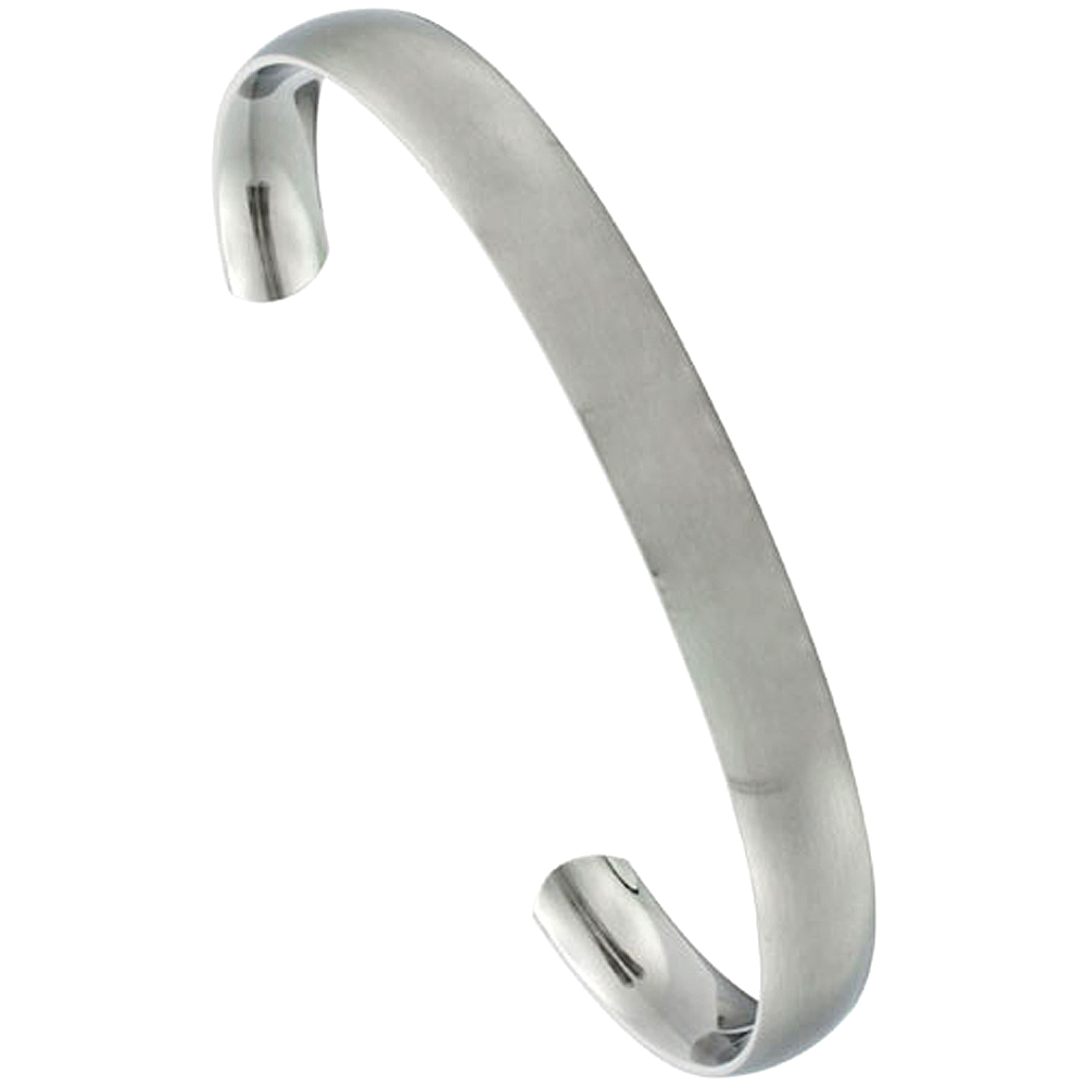 Stainless Steel Cuff Bracelet Domed Matte finish Comfort-fit, 5/16 inch wide, Fits 7 1/4 inch wrists Stainless Steel Cuff Bracelet Domed Matte finish Comfort-fit, 5/16 inch wide, Fits 7 1/4 inch wrists