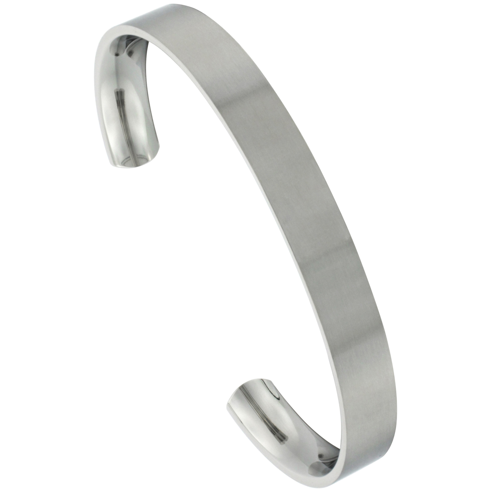 Stainless Steel Cuff Bracelet Flat Matt finish Comfort-fit, 5/16 inch wide, Fits 7 1/4 inch wrists Stainless Steel Cuff Bracelet Flat Matt finish Comfort-fit, 5/16 inch wide, Fits 7 1/4 inch wrists