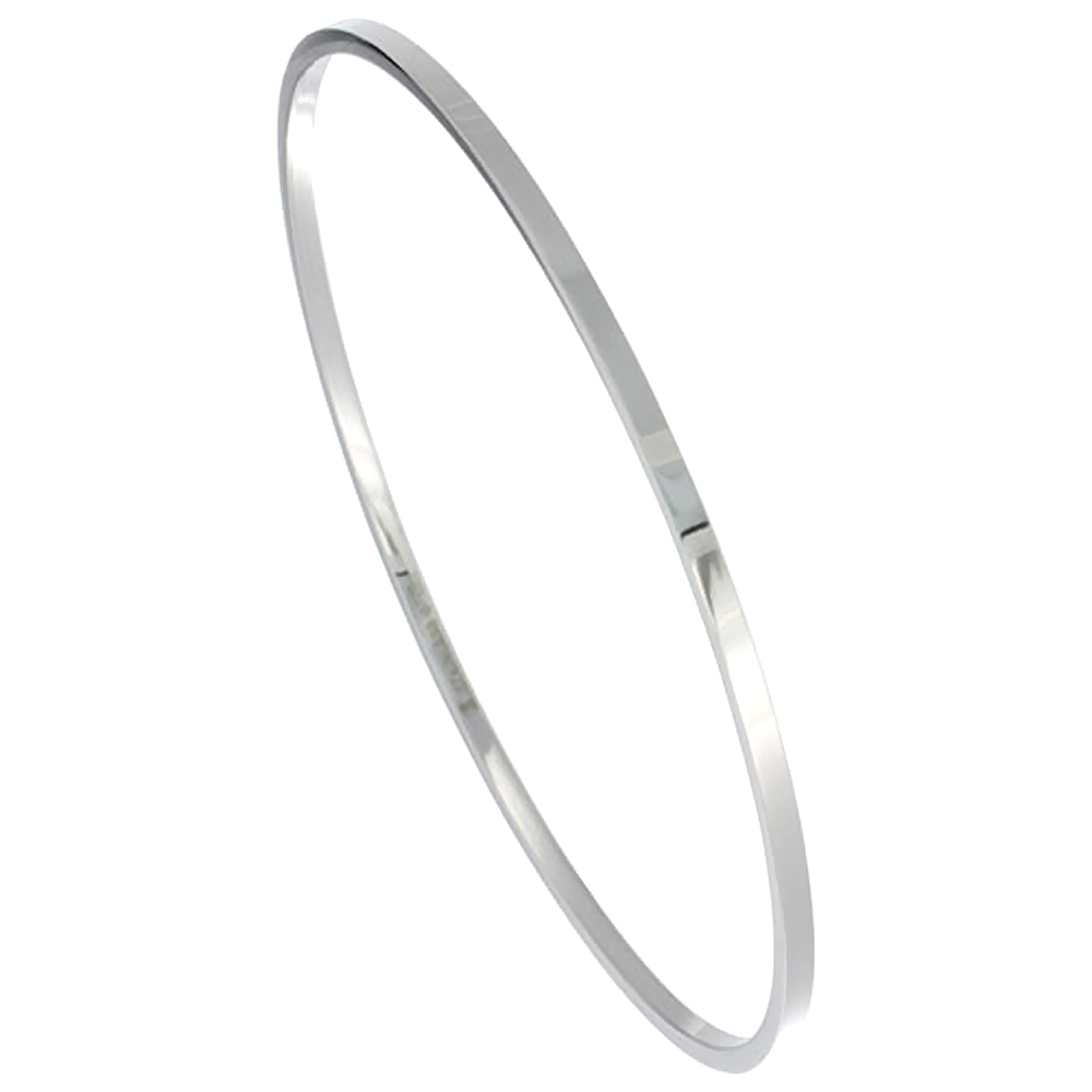 Stainless Steel Slip on Bangle Bracelet Stackable Seamless 3/32 inch wide, sizes 7 - 8