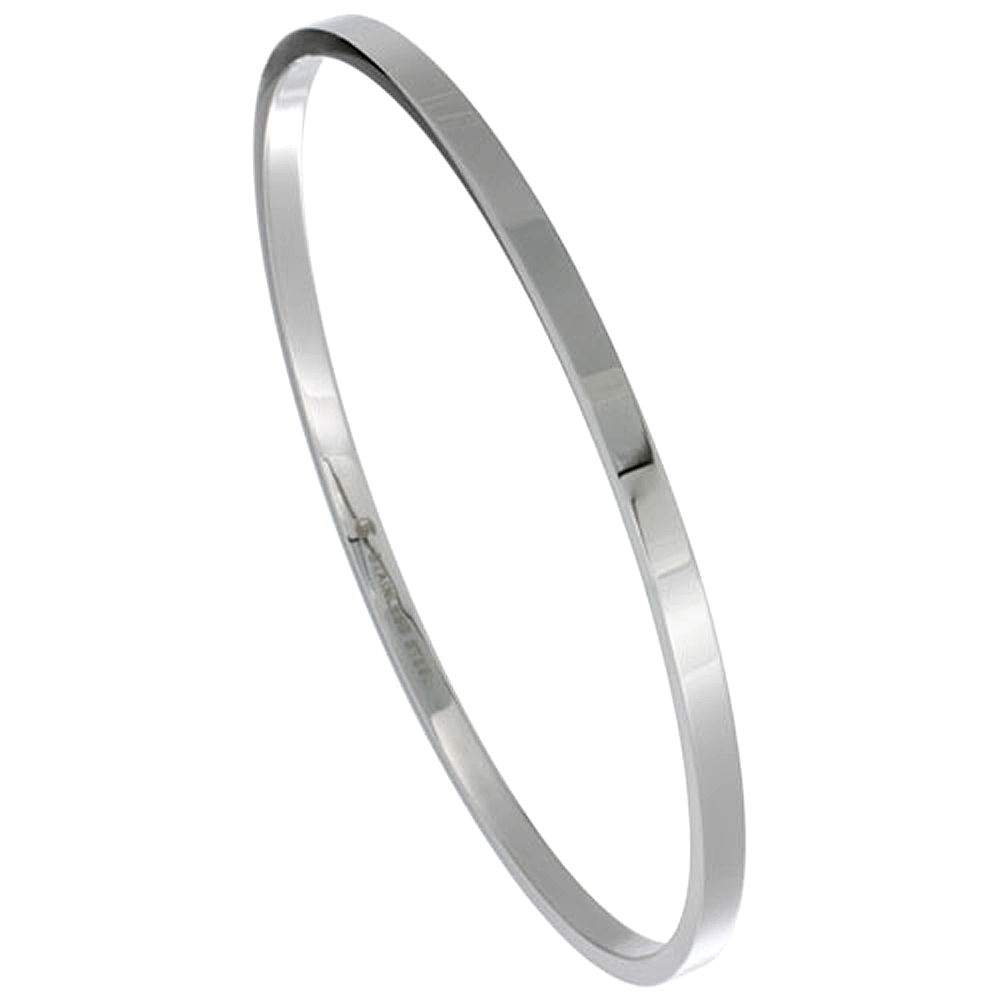 Stainless Steel Slip on Bangle Bracelet Stackable Seamless 1/8 inch wide, sizes 7 - 8