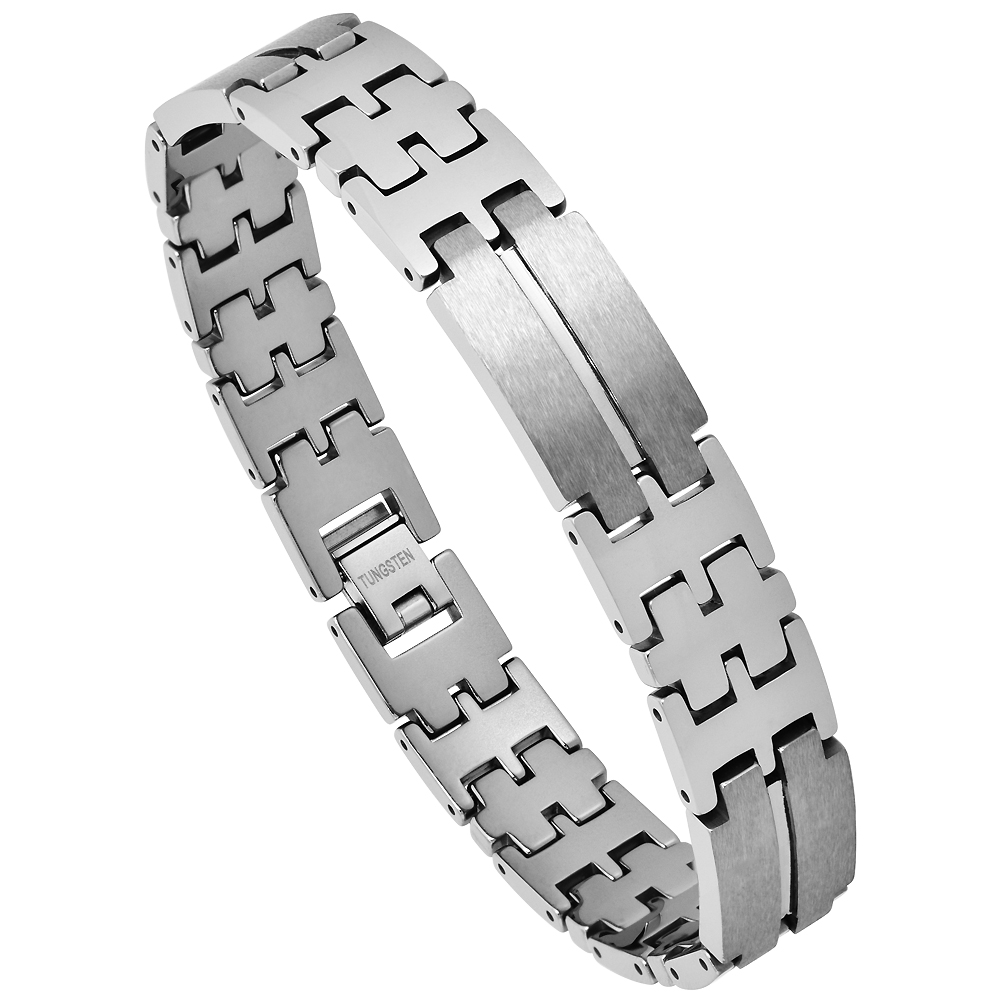 Tungsten Germanium Magnetic Bracelet for Men Polished with Gunmetal Links 1/2 inch wide