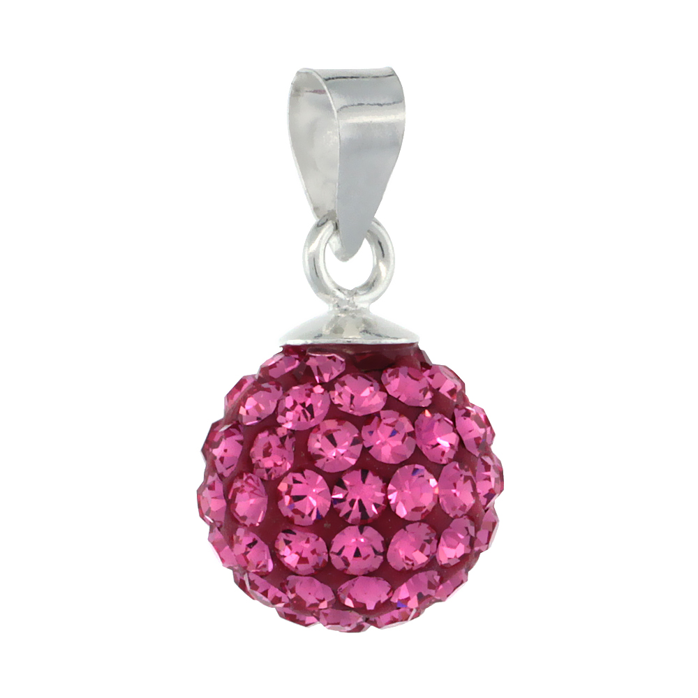 Medium 10mm Sterling Silver June Birthstone Alexandrite Fuchsia Crystal Disco Ball Pendant Necklace for Women