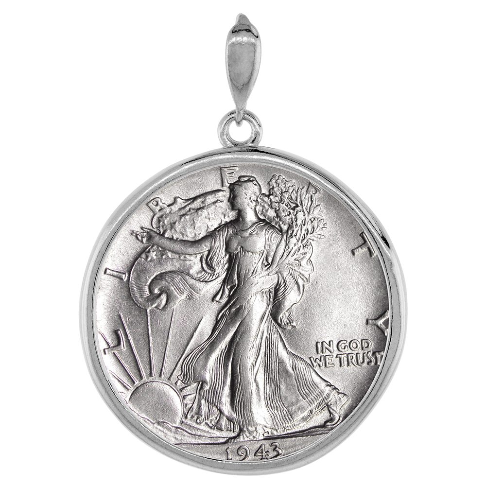 Sterling Silver Half Dollar Bezel 30 mm Coins Prong Back Round Edge 50 Cent Coin NOT Included