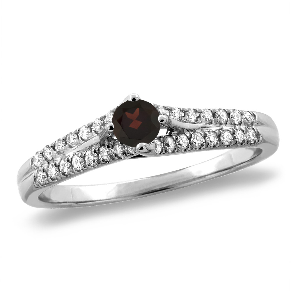 14K White/Yellow Gold Natural Garnet Engagement Ring Round 4 mm, sizes 5 -10