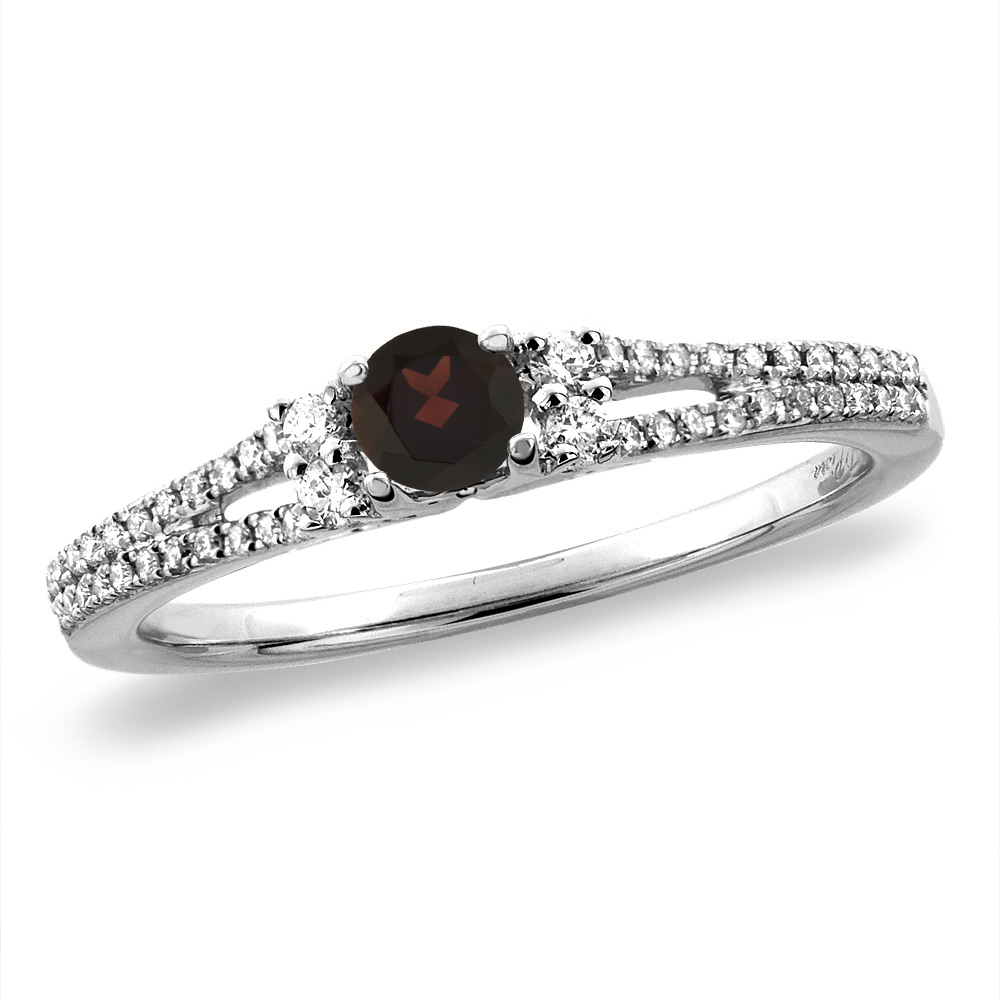 14K White/Yellow Gold Natural Garnet Engagement Ring Round 4 mm, sizes 5 -10