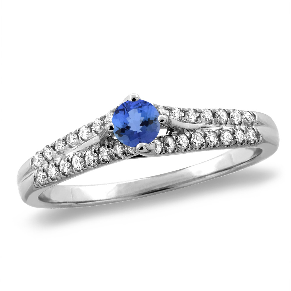 14K White/Yellow Gold Natural Tanzanite Engagement Ring Round 4 mm, sizes 5 -10