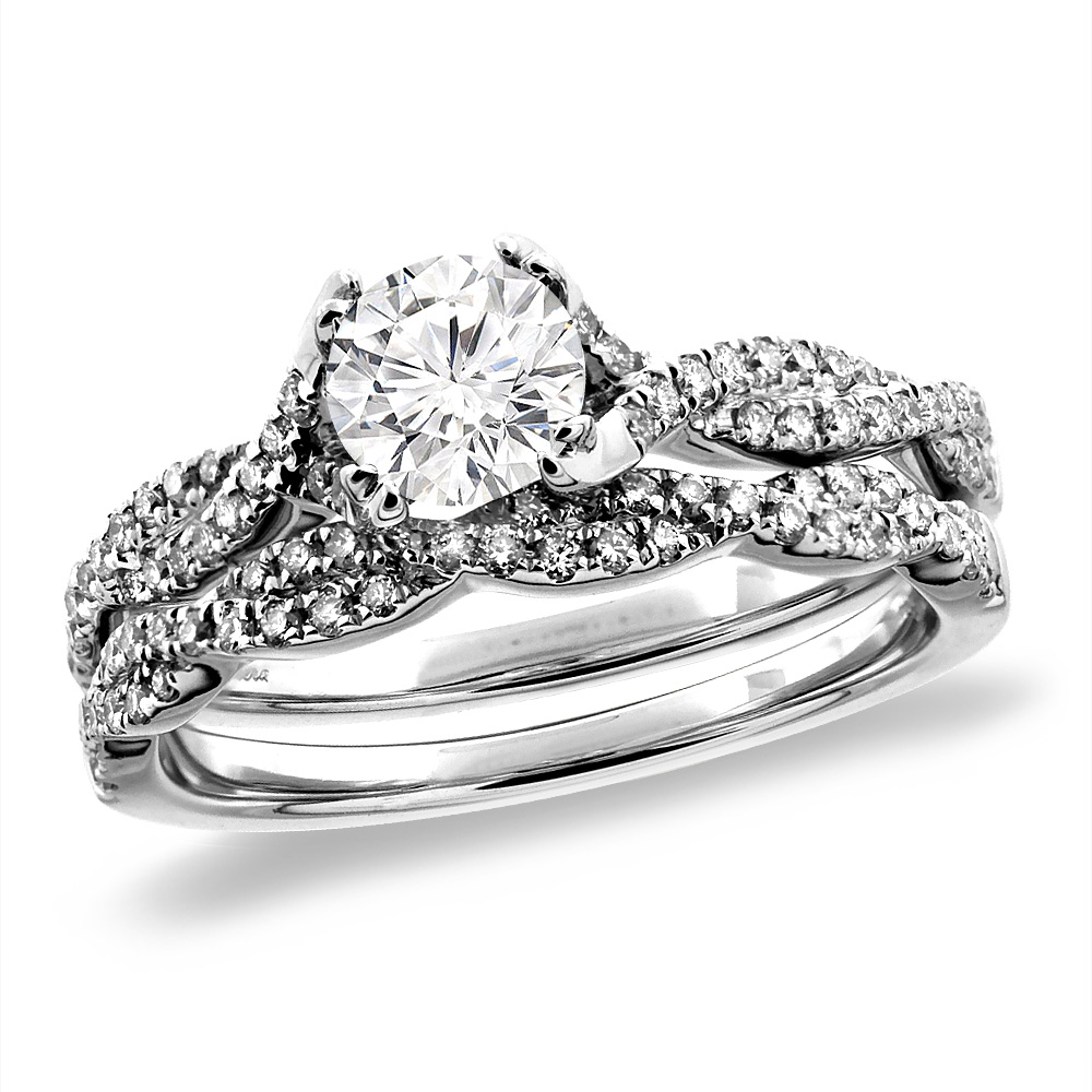 14K White/Yellow Gold 0.5 ct Cubic Zirconia 2pc Infinity Engagement Ring Set Round 5 mm, sizes 5-10