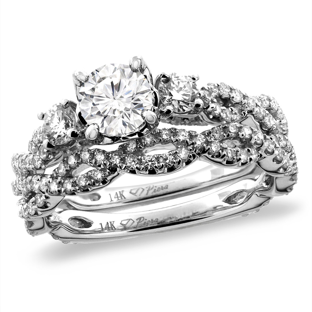 14K White/Yellow Gold 1.71 cttw Cubic Zirconia 2pc Infinity Engagement Ring Set Round 5 mm, sizes 5-10