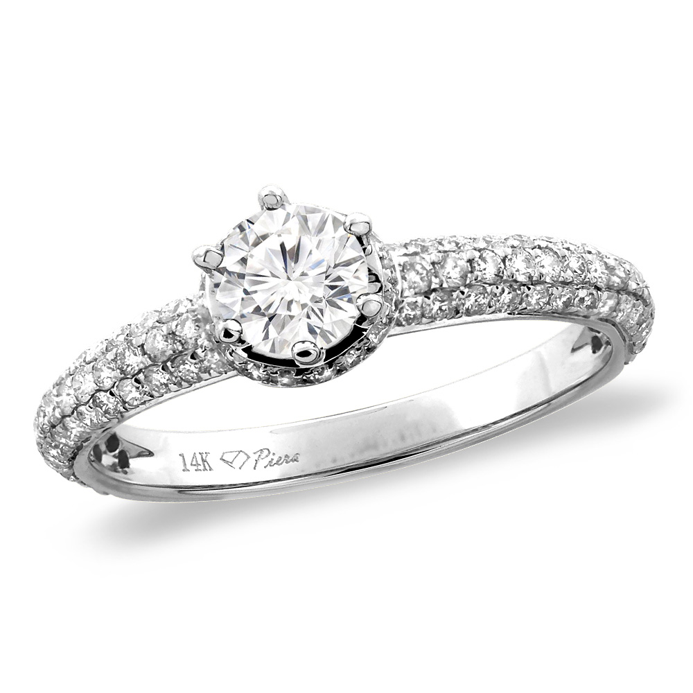 14K White/Yellow Gold 0.5 ct Cubic Zirconia Engagement Ring Round 5 mm, sizes 5-10
