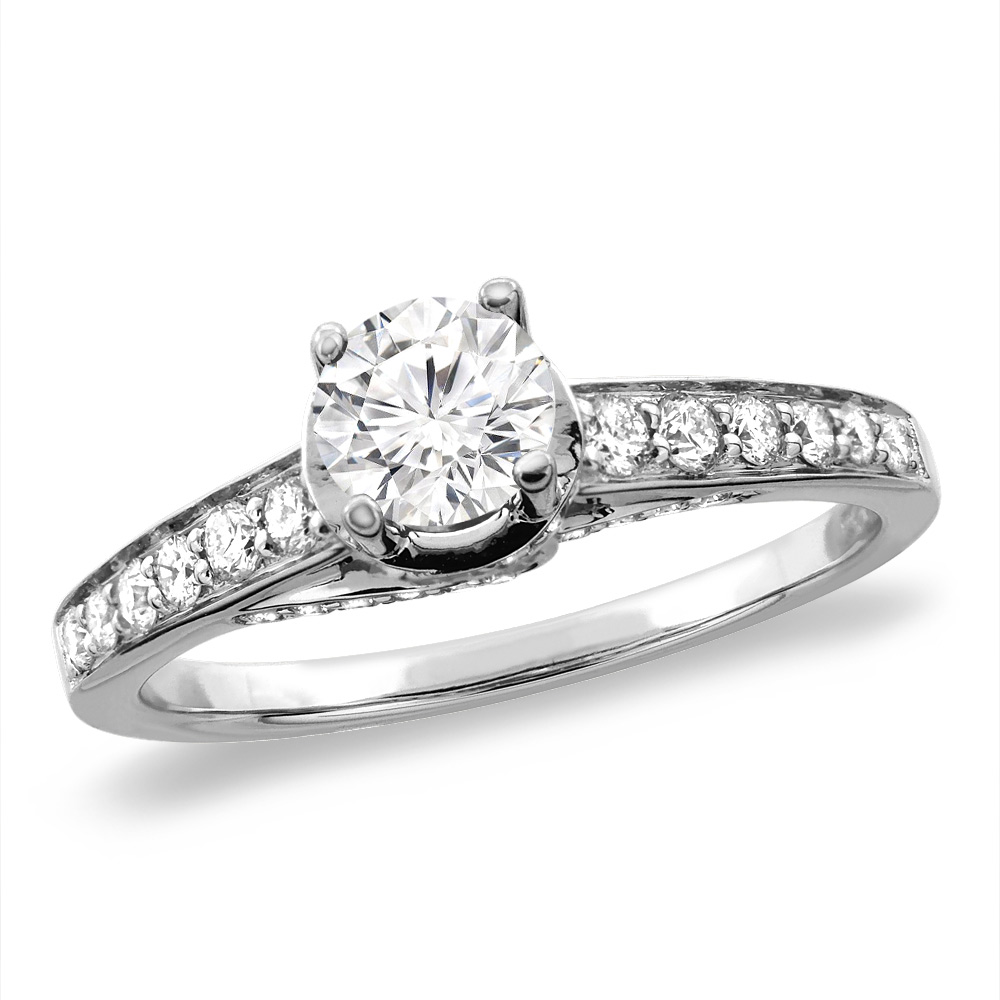 14K White/Yellow Gold 0.25 ct Cubic Zirconia Engagement Ring Round 4 mm, sizes 5 -10