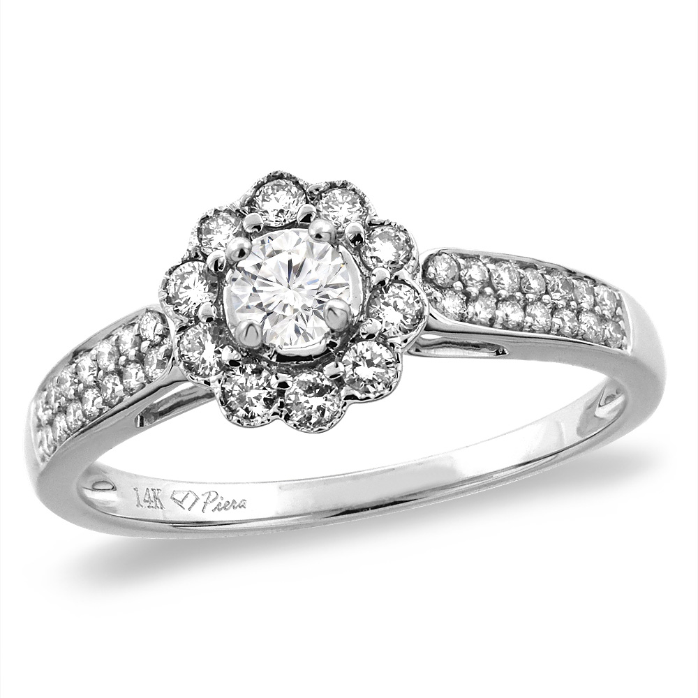 14K White/Yellow Gold 0.25 cttw Cubic Zirconia Engagement Ring Round 4 mm, sizes 5 -10
