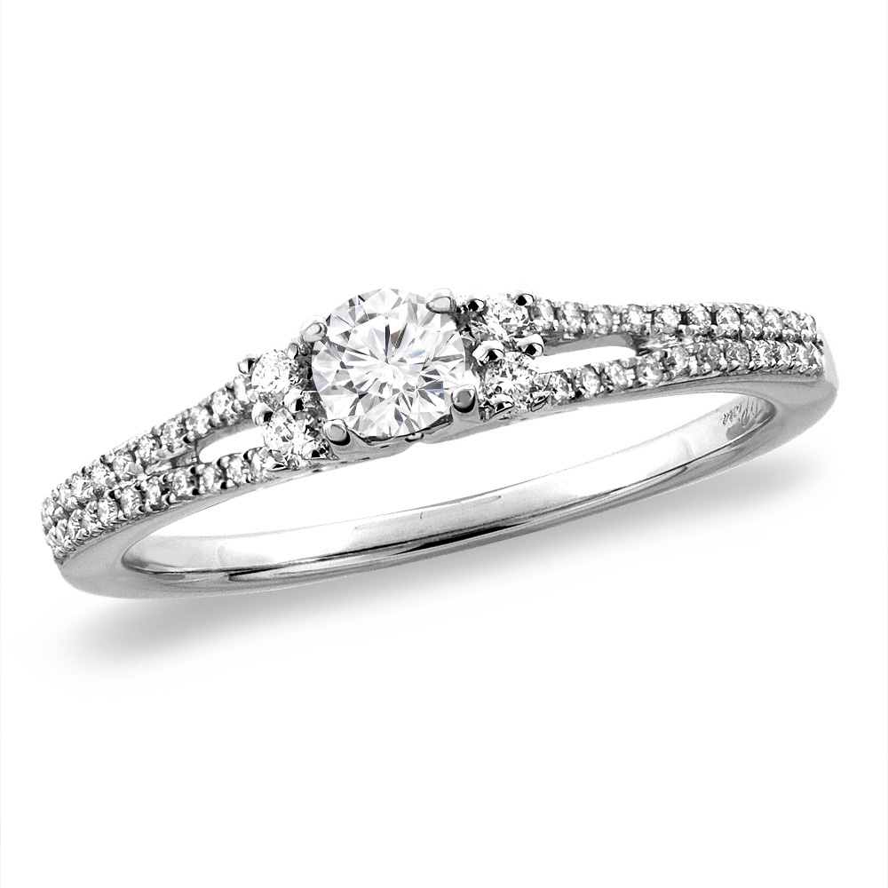 14K White/Yellow Gold 0.25 cttw Cubic Zirconia Engagement Ring Round 4 mm, sizes 5 -10
