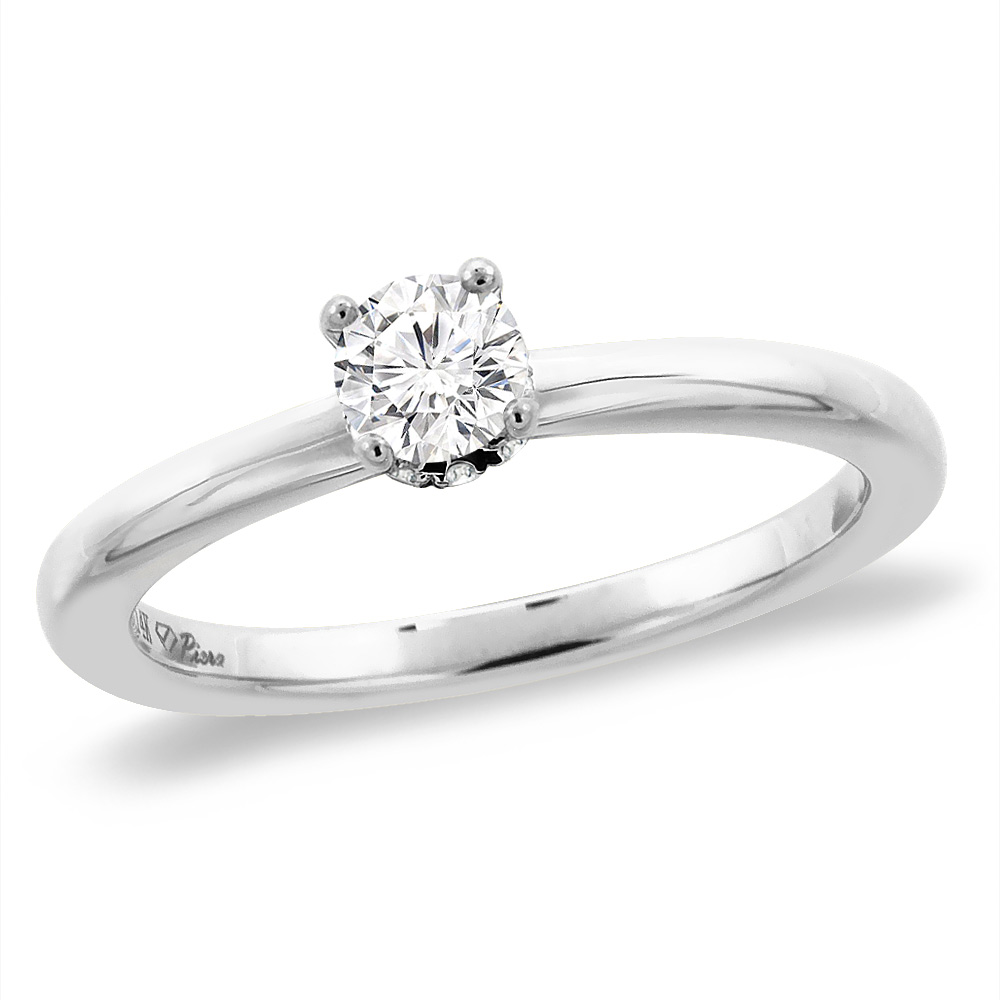 14K White Gold 1 ct Cubic Zirconia Solitaire Engagement Ring Round 6 mm, size 5 - 10