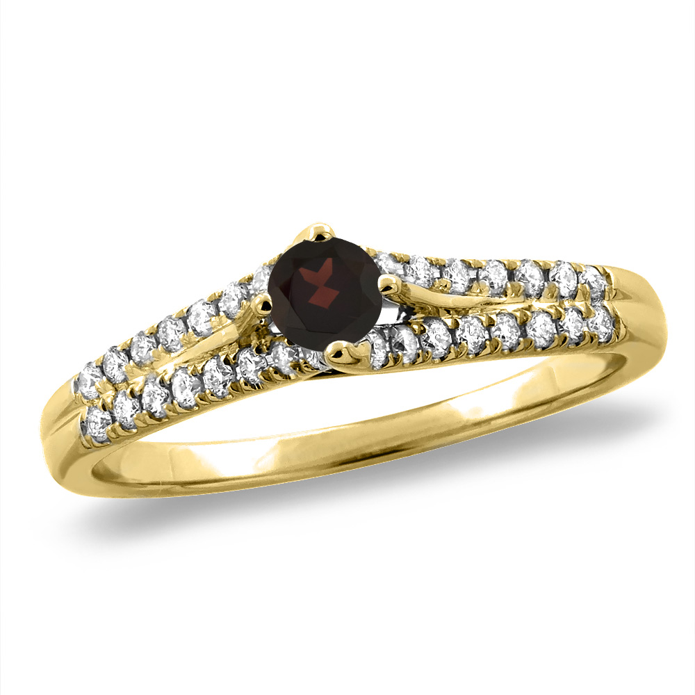 14K White/Yellow Gold Natural Garnet Engagement Ring Round 4 mm, sizes 5 -10