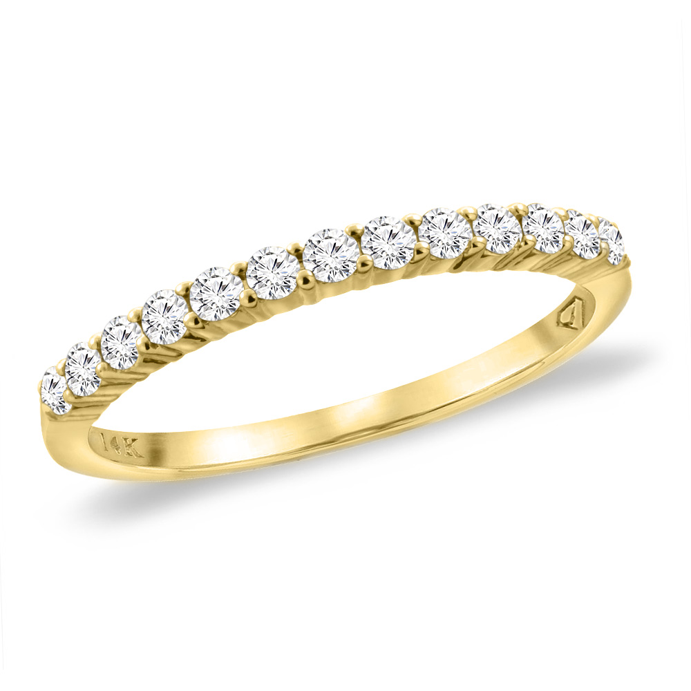 14K Yellow Gold Genuine Diamond Half Eternity Wedding Band 0.27 cttw., sizes 5 -10