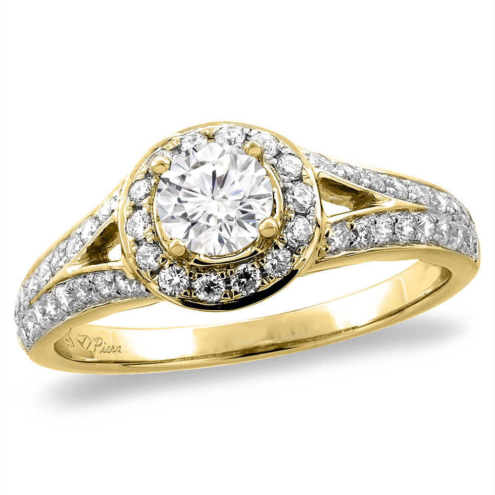 14K White/Yellow Gold 0.77 cttw Genuine Diamond Halo Engagement Ring, sizes 5 -10