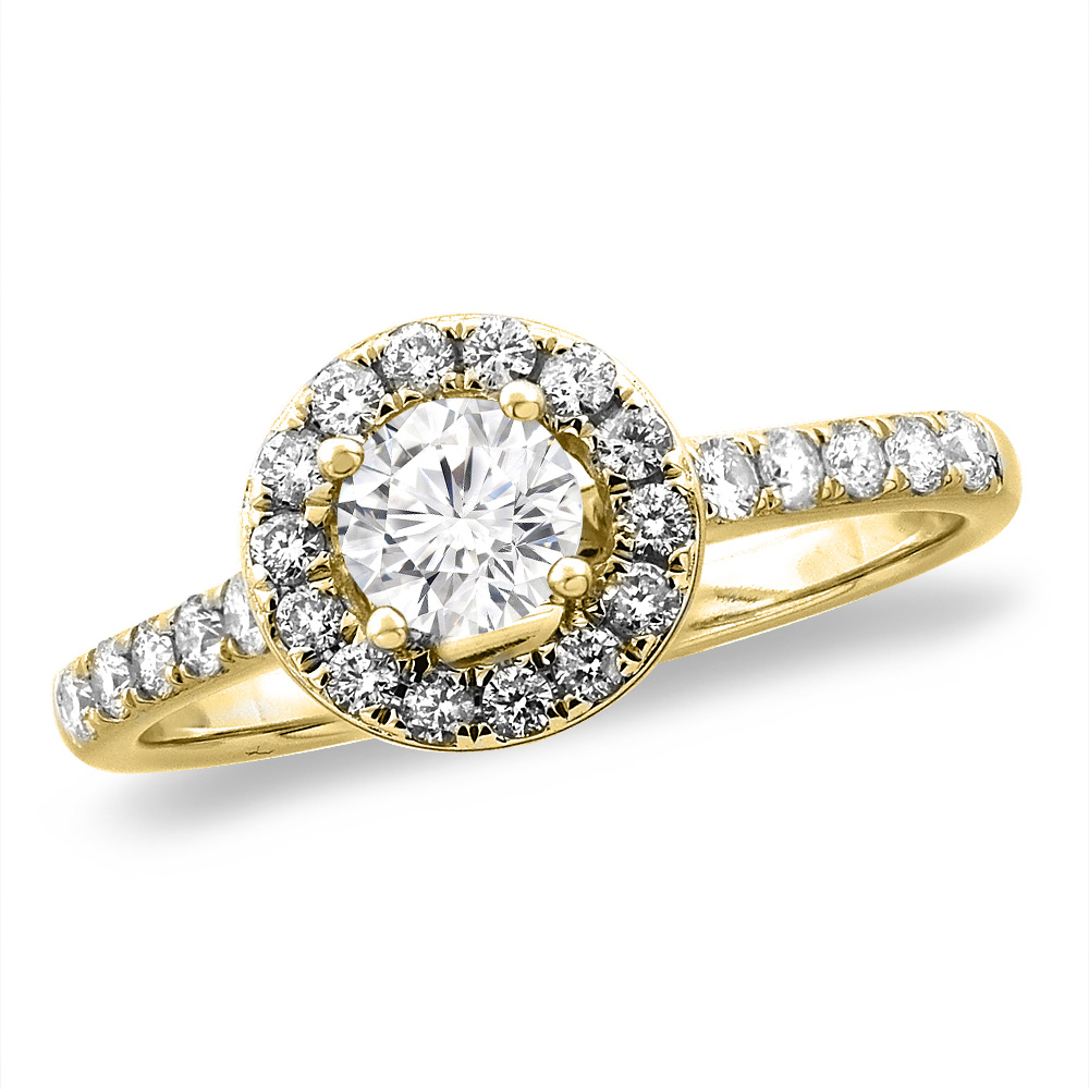14K White/Yellow Gold 0.63 cttw Genuine Diamond Halo Engagement Ring, sizes 5 -10