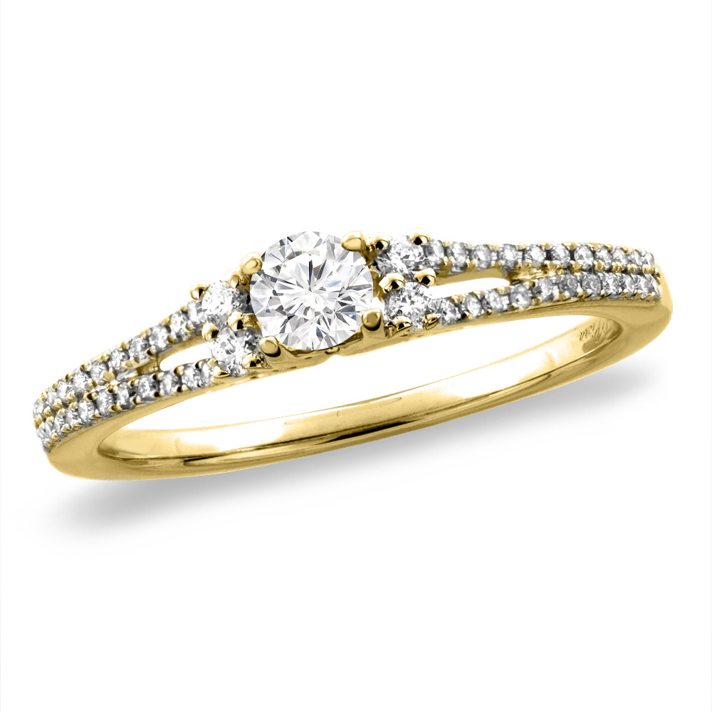 14K White/Yellow Gold 0.39 cttw Genuine Diamond Engagement Ring, sizes 5 -10