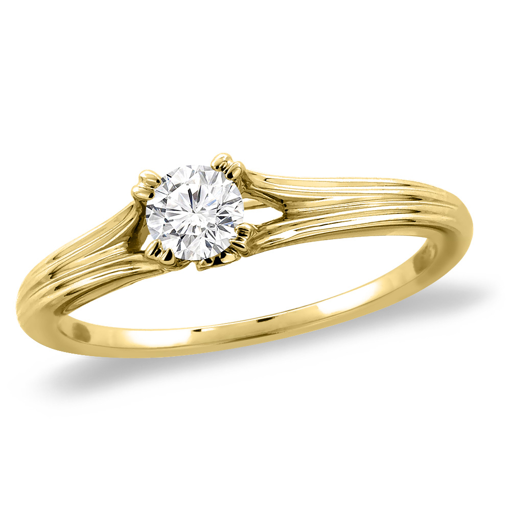 14K Yellow Gold 0.77 cttw Genuine Diamond Solitaire Engagement Ring, sizes 5 -10