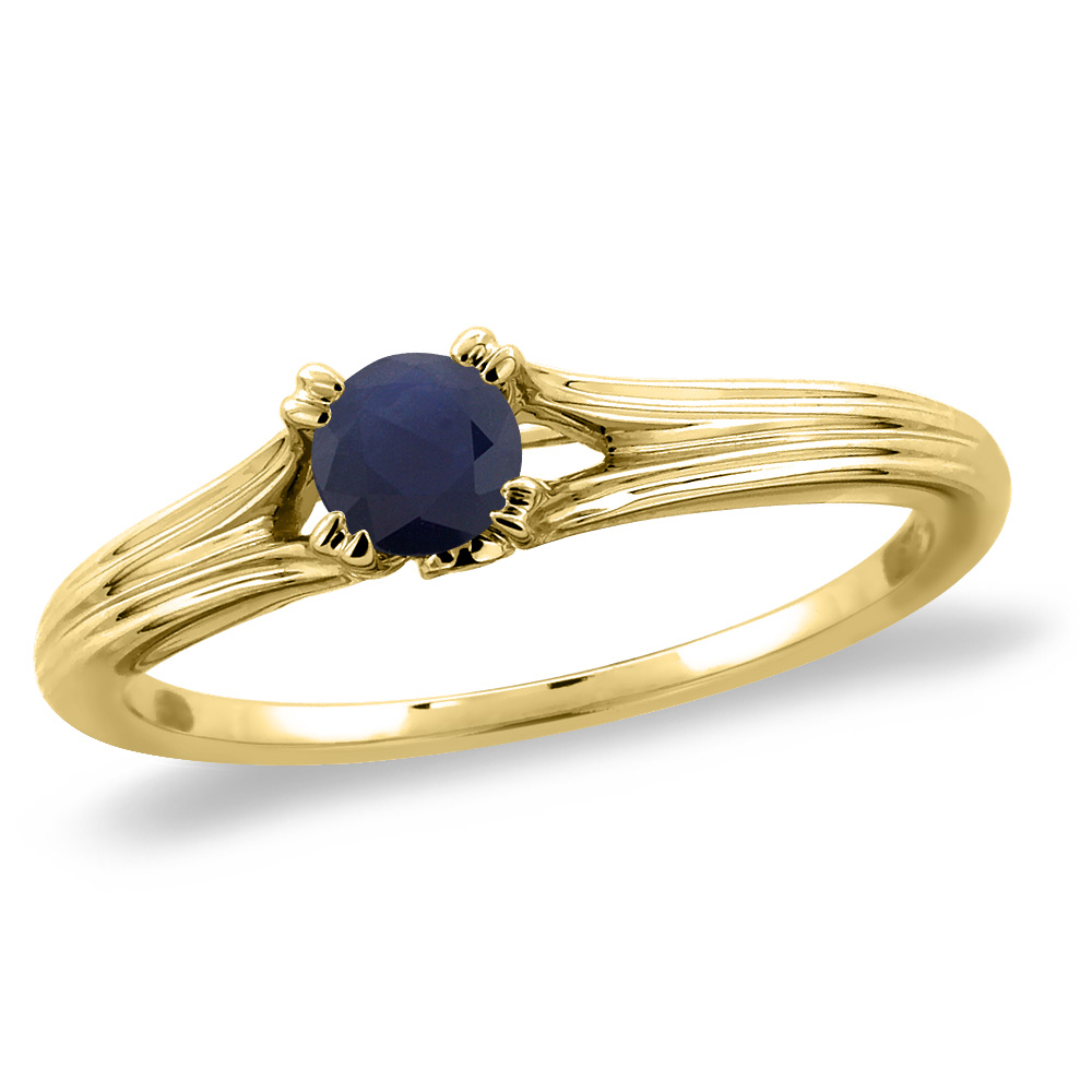 14K Yellow Gold Diamond Natural Ruby Solitaire Engagement Ring Round 6 mm, sizes 5 -10