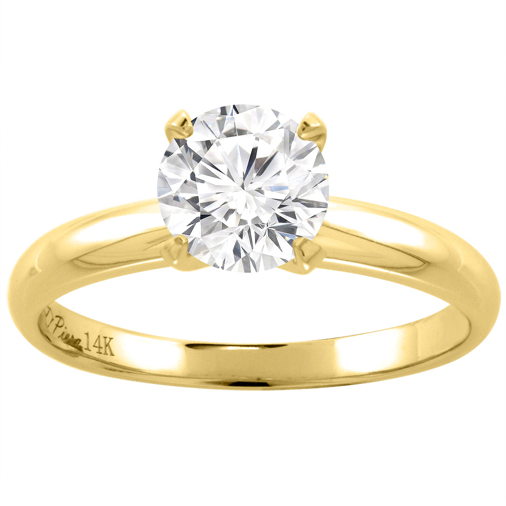 14K Yellow Gold Cubic Zirconia Solitaire Engagement Ring 1.25 ct, sizes 5-10