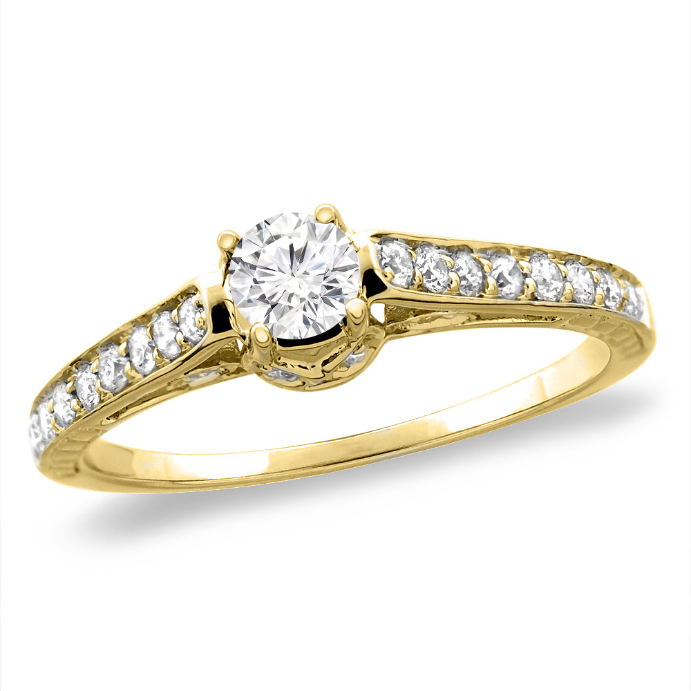 14K White/Yellow Gold 0.5 ct Cubic Zirconia Engagement Ring Round 5 mm, sizes 5-10