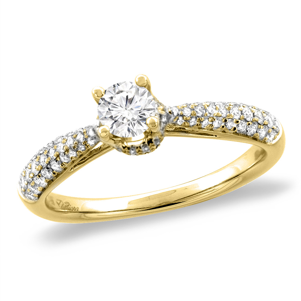 14K White/Yellow Gold 0.5 ct Cubic Zirconia Engagement Ring Round 5 mm, sizes 5-10