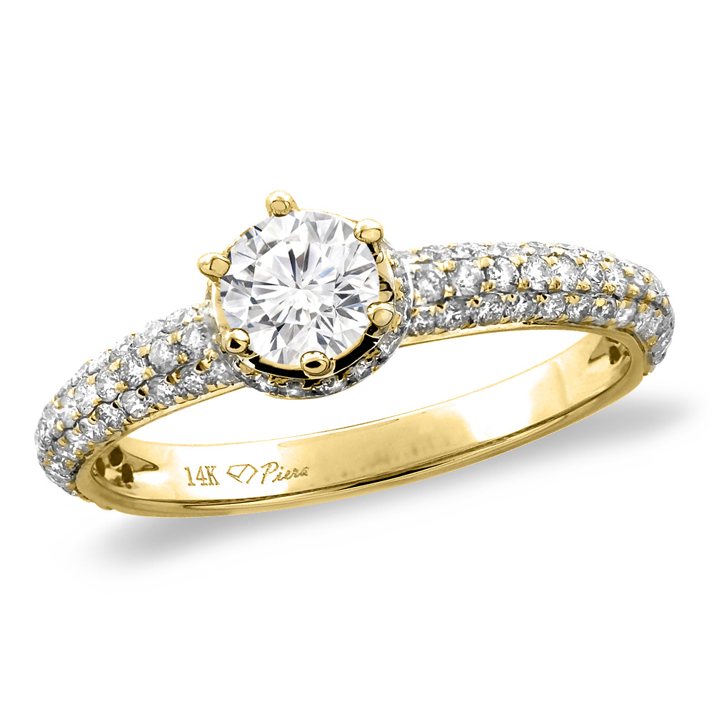 14K White/Yellow Gold 0.5 ct Cubic Zirconia Engagement Ring Round 5 mm, sizes 5-10