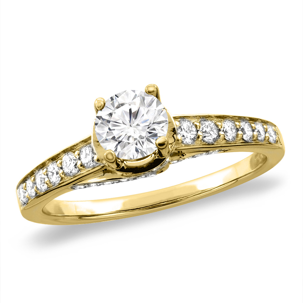 14K White/Yellow Gold 0.25 ct Cubic Zirconia Engagement Ring Round 4 mm, sizes 5 -10