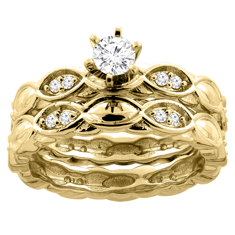 14K Yellow Gold 0.47 cttw. Round Diamond 2-piece Bridal Ring Set, sizes 5 - 10