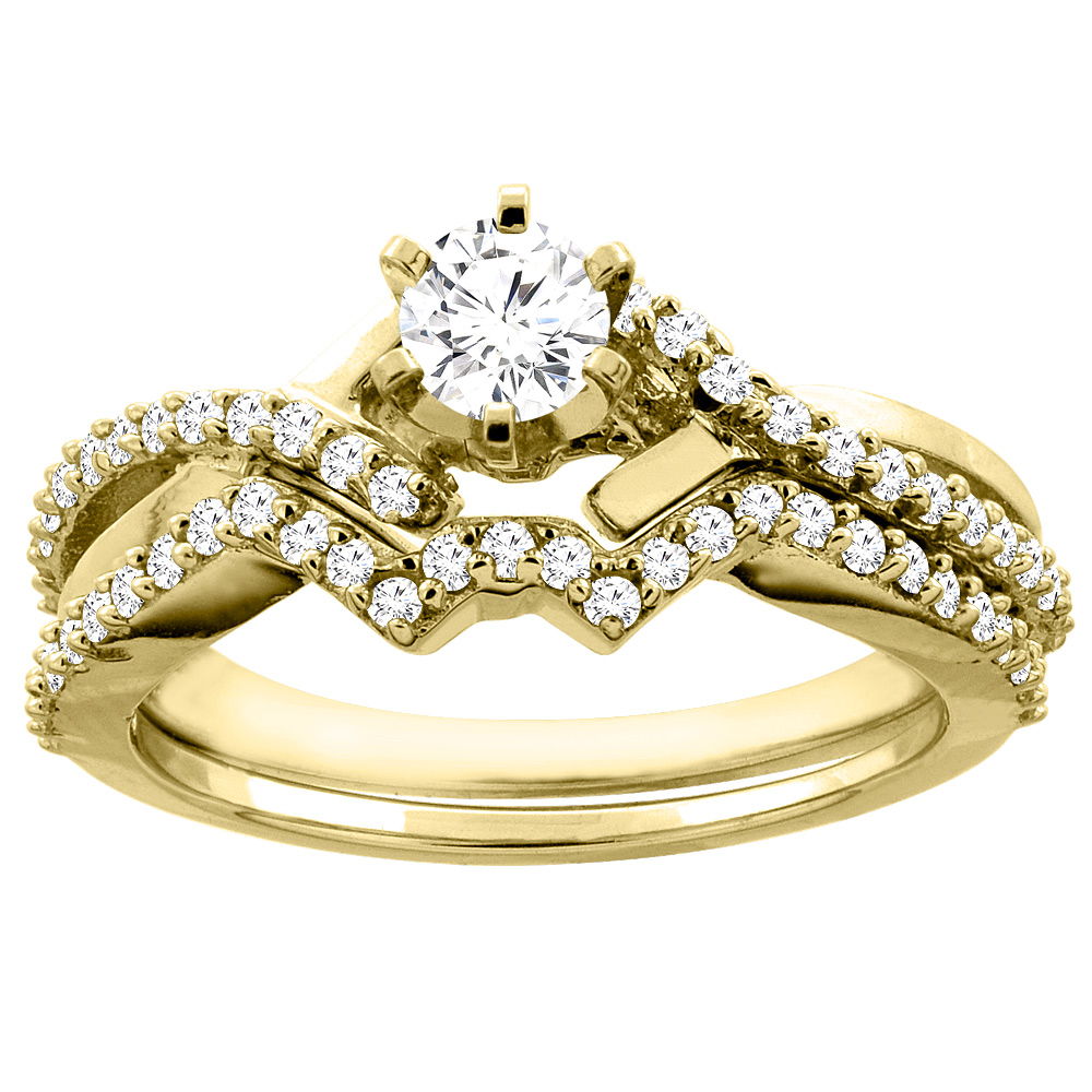 14K Gold 0.70 cttw. Round Diamond 2-piece Bridal Ring Set, sizes 5 - 10