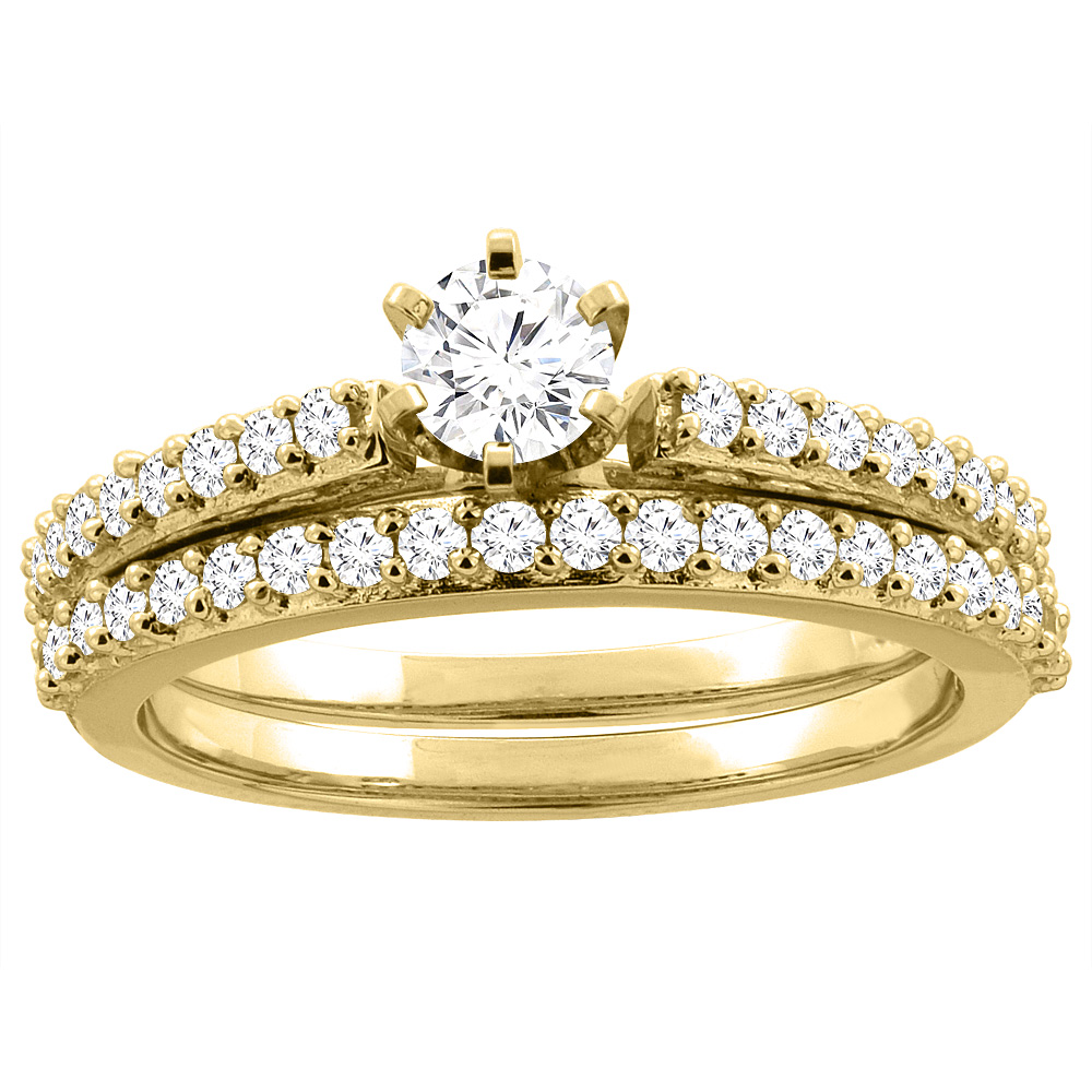 14K Yellow Gold 0.95 cttw Diamond 2-piece Bridal Ring Set, sizes 5 - 10