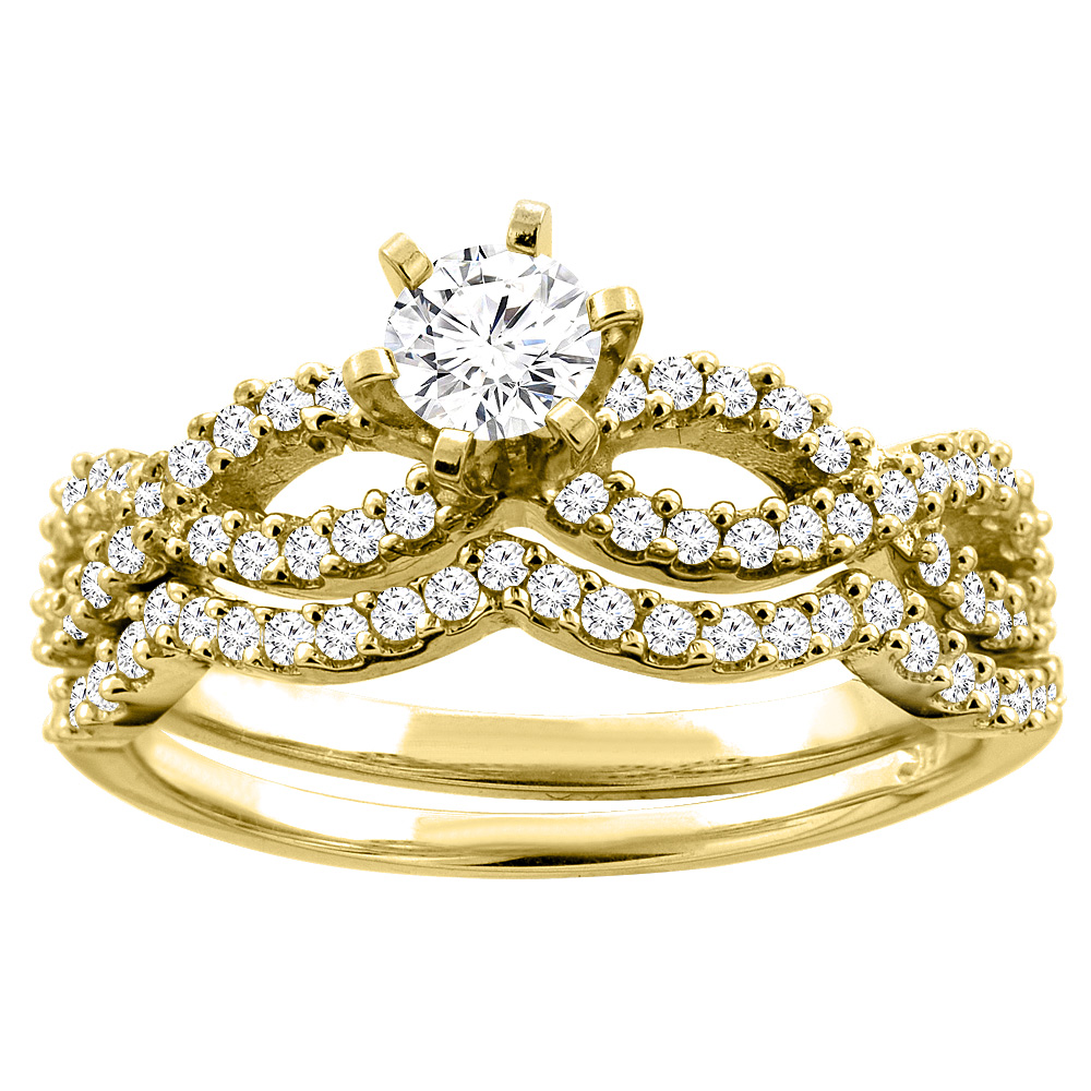 14K Gold Eternity 0.96 cttw. Round Diamond 2-piece Bridal Ring Set, sizes 5 - 10