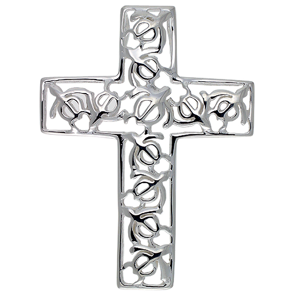 Sterling Silver Hawaiian Honu (Turtle) Cross Pendant, 1 9/16 inch wide