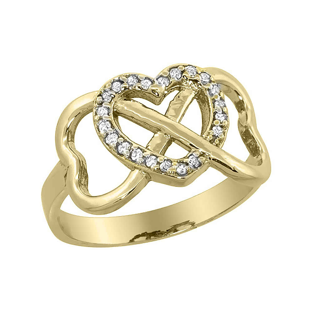 10K Yellow Gold Diamond Infinity Heart Ring, sizes 5 - 10