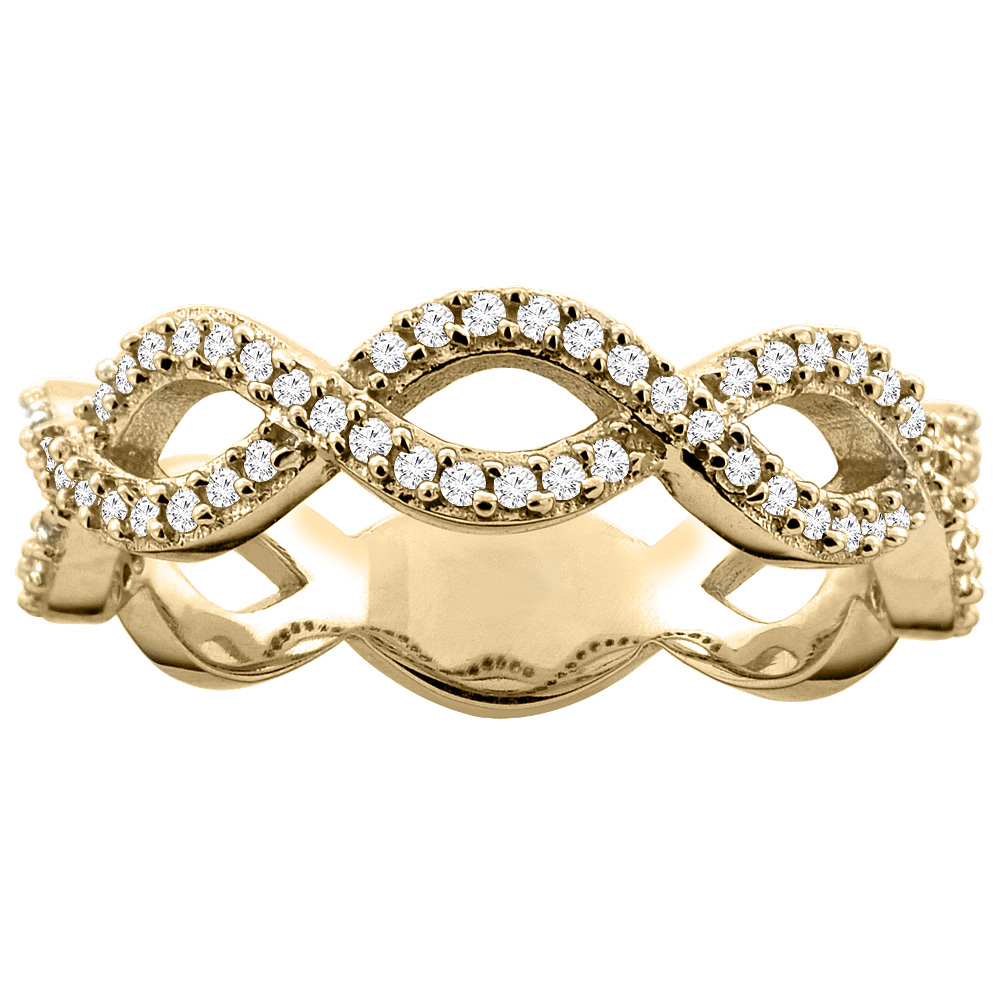 10K Yellow Gold Eternity Design Diamond Engagement Ring 3/16 inch wide, sizes 5 - 10