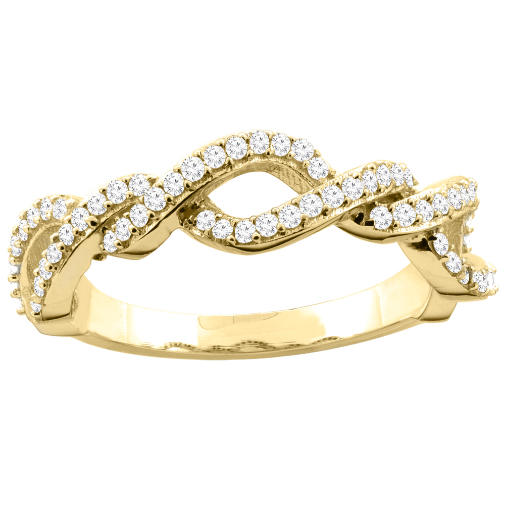 10K Yellow Gold Eternity Design Diamond Engagement Ring 1/4 inch wide, sizes 5 - 10