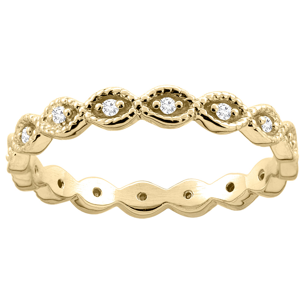 10K Yellow Gold Oval Eternity Diamond Engagement Ring 1/8 inch inch wide, sizes 5 - 9