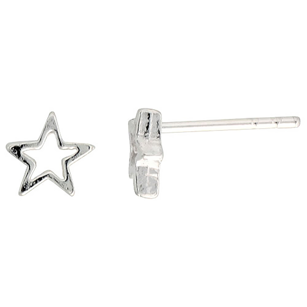 Tiny Sterling Silver Cut-out Star Stud Earrings
