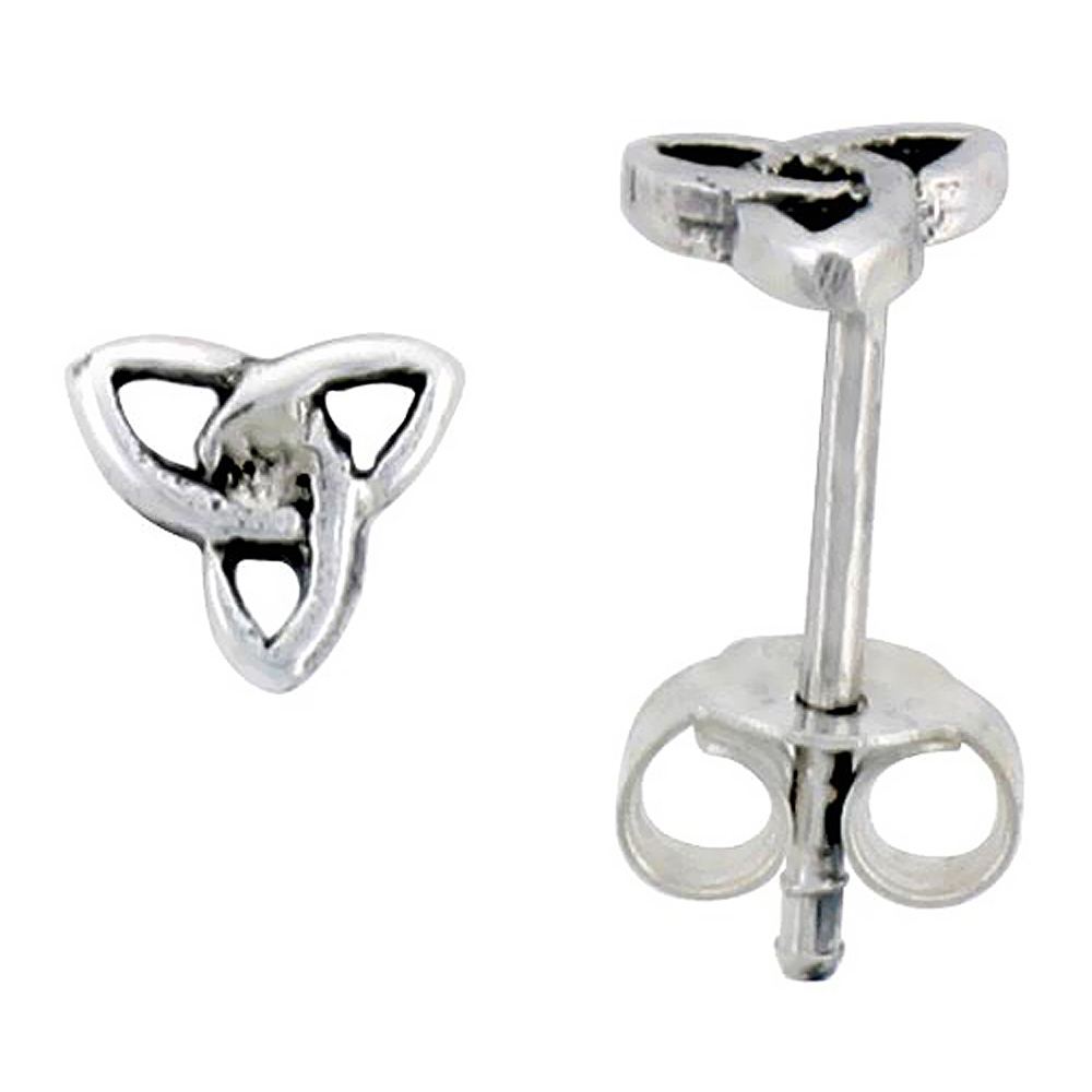 Sterling Silver Celtic Trinity Knot Stud Earrings 1/4 inch