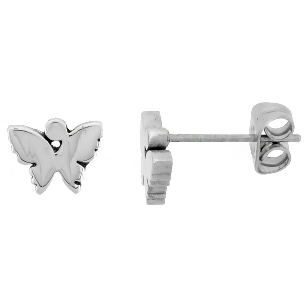 Small Stainless Steel Butterfly Stud Earrings 1/4 inch