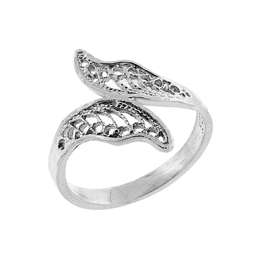 Sterling Silver Freeform Filigree Ring for Women 1/2 inch Long