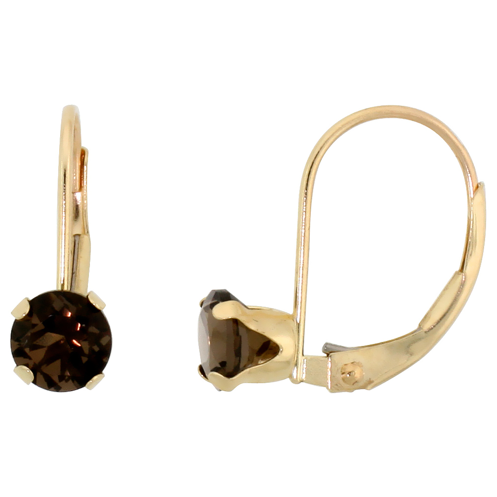 10k Yellow Gold Natural Garnet Leverback Earrings 5mm Brilliant Cut January Birthstone 9/16 inch long